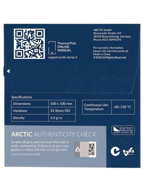 Термопрокладка Arctic Cooling Thermal pad  100x100mm, 0,5mm (ACTPD00052A)