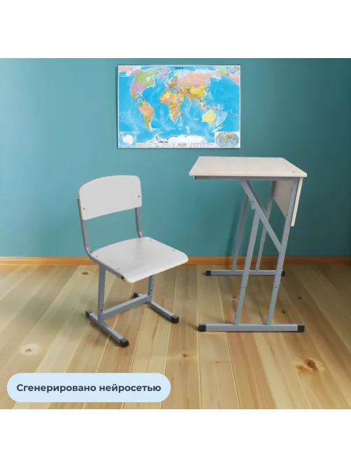 Парта MET_Комус Мебель стол ученический 2-мест.3-7р.г. дуб шамони св./серый