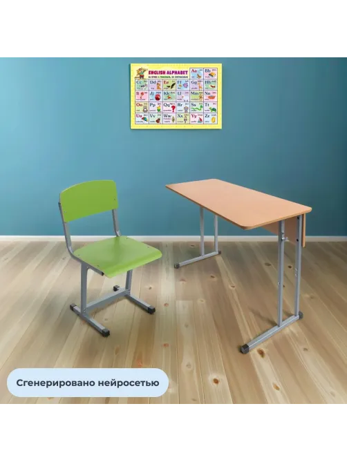 Парта MET_Комус Мебель стол ученический Школа 2-мес 3-7р.г.закр уг бук/сер