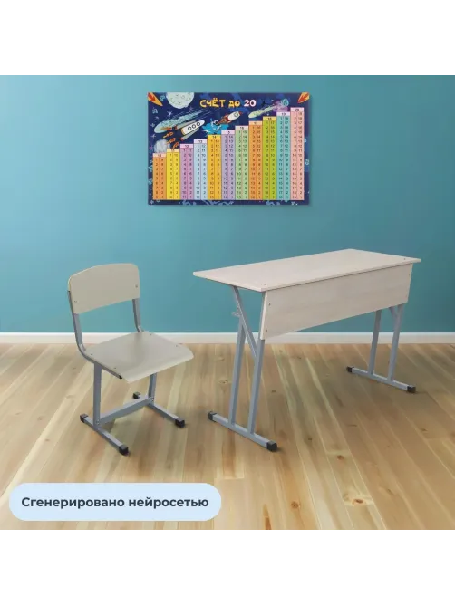 Парта MET_Комус Мебель стол ученический 2-местный 6р.г.дуб шамони св./сер
