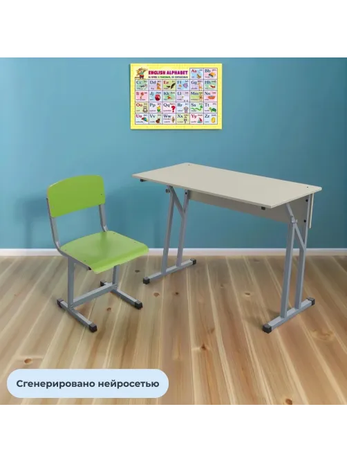 Парта МЕТ_Комус Мебель стол ученический 2-местный 6р.г. серый/серый New