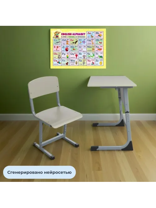 Стул ученический MET_Комус Мебель 3-5р.г. серый/серый New