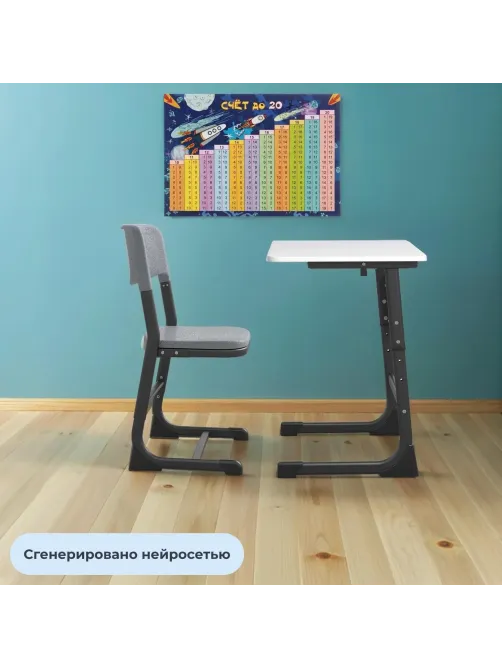 Стул ученический MET_Комус Мебель Школа 2.0,3-5 р.г. Aero сер 7040/антрацит