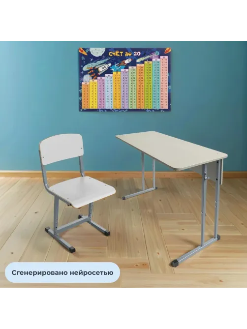 Стул ученический MET_Комус Мебель 5-7р.г. (4-6р.г) белый/серый New