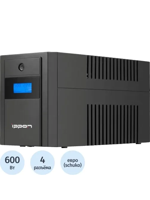ИБП Ippon Back Basic 1200 LCD Euro 600Вт 1200ВА черный(1687965)