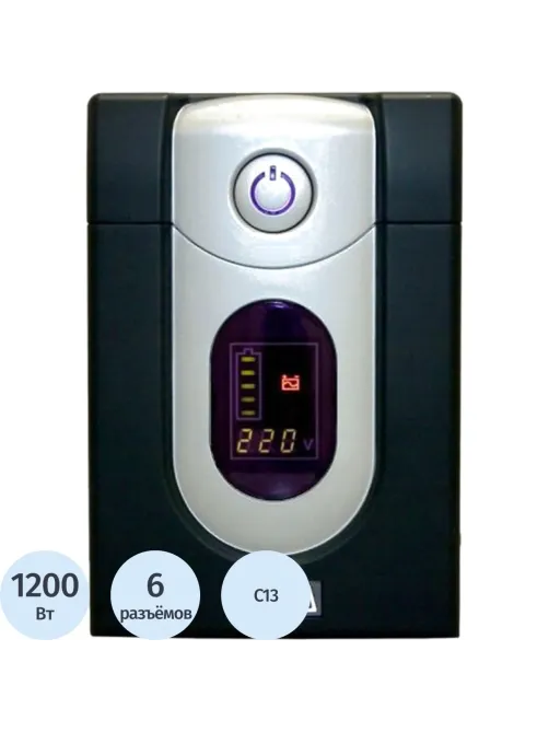 ИБП Powercom Back-UPS IMPERIAL IMD-2000AP, лин-инт.,2000ВА/1200Вт,6xC13,LCD