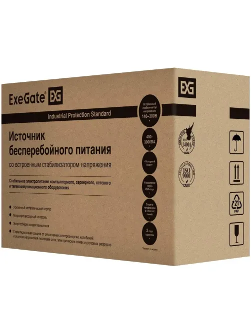 ИБП ExeGate Power Smart ULB-850 850VA/480W 2xEURO,RJ45/11,USB(EP285478RUS)