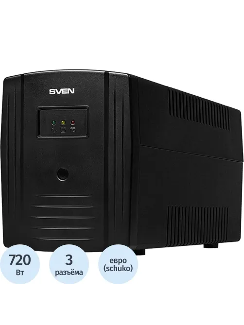 ИБП SVEN Pro 1000, 720Вт, USB, RJ-45, 3 евро (SV-013868)