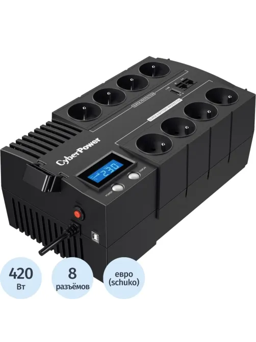 ИБП CyberPower BR700ELCD, Line-Interactive, 700VA/420W, 8 Schuko