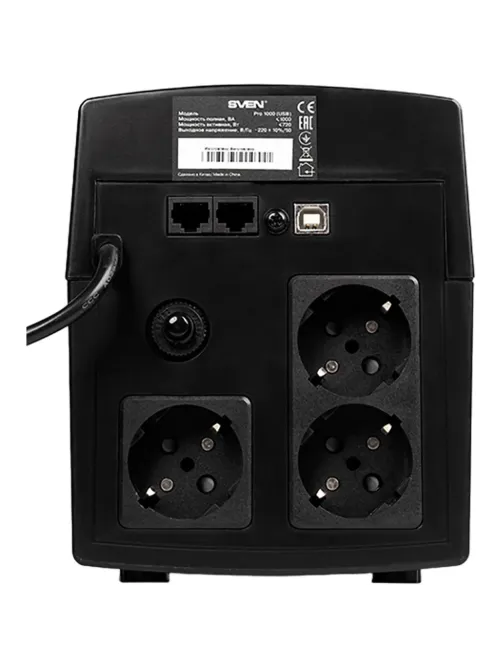 ИБП SVEN Pro 1000, 720Вт, USB, RJ-45, 3 евро (SV-013868)