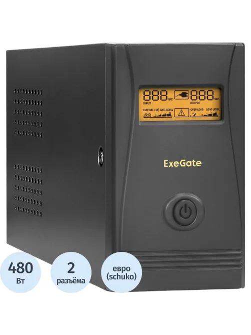 ИБП ExeGate Power Smart ULB-850 850VA/480W 2xEURO,RJ45/11,USB(EP285478RUS)