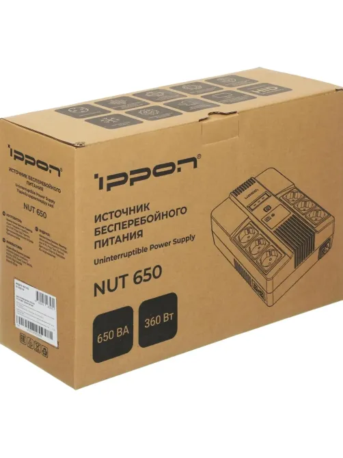 ИБП Ippon Nut 650 650ВА/360Вт черный(2050150)
