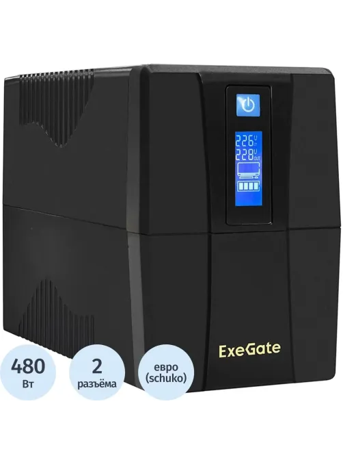 ИБП ExeGate Power Smart ULB-800 800VA/480W, LCD, AVR, 2xEURO(EP212517RUS)