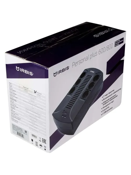 ИБП IRBIS UPS Personal plus  800ВА/480Вт, AVR, 6xEURO(ISBR800E)
