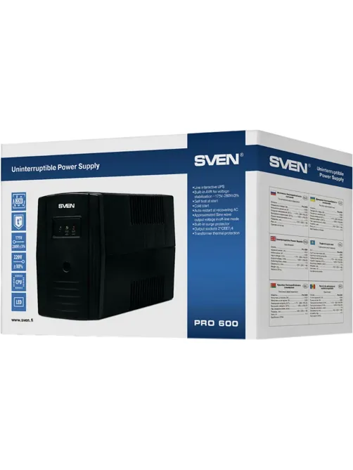 ИБП SVEN Pro 600, 360Вт, 2 евро(SV-013837)