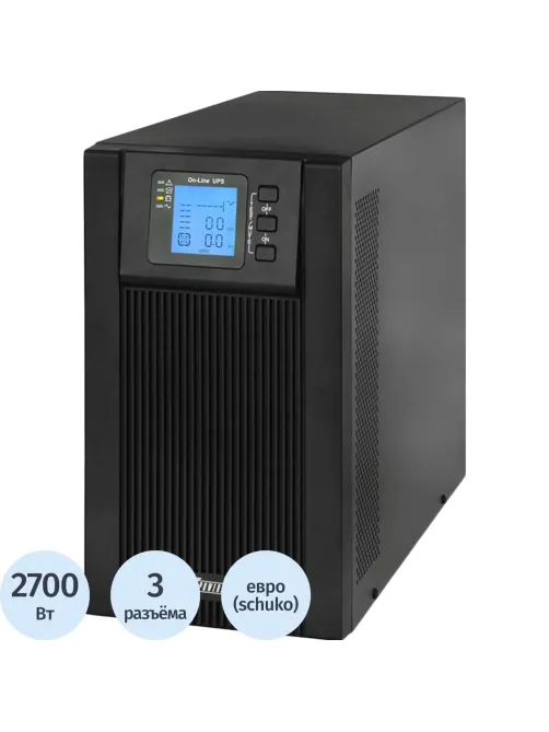 ИБП POWERMAN Online 3000, LCD, дв. преобр., 3000ВА/2700Вт, 3 EURO, USB