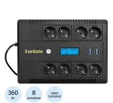 ИБП ExeGate NEO Smart LHB-650,лин.инт,650VA/360W, LCD, 8xEURO(EX295013RUS)