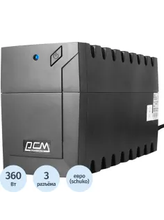 ИБП Powercom Raptor RPT-600AP EURO, лин-инт., 600ВА/360Вт, 3 EURO, USB