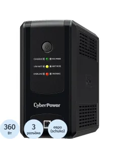 ИБП CyberPower UT650EG [линейно-интерактивный, 360Вт/650 ВА, 3хEURO, USB] 