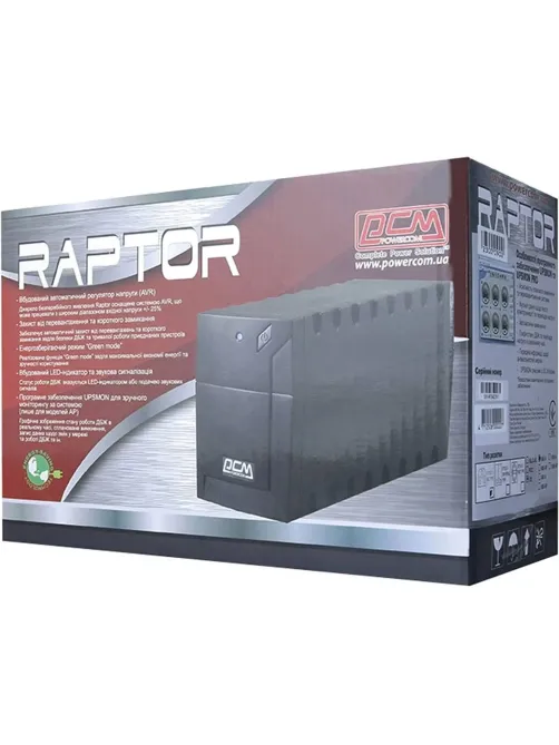 ИБП Powercom Raptor RPT-1000AP EURO, лин-инт., 1000ВА/600Вт,3 EURO, USB