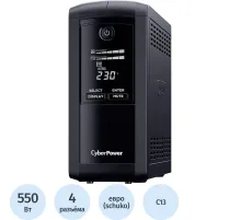 ИБП CyberPower VP1000ELCD лин.инт., 1000ВА/550Вт, 4xEURO