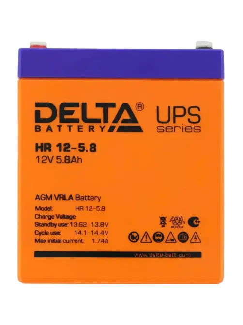 Батарея для ИБП Delta HR 12-5.8 12В/5.8, F2 (90x70x101мм)
