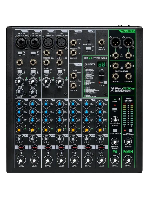 Микшерный пульт MACKIE ProFX10v3, 10-канальный, с процессором эффектов, USB