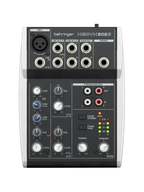 Микшерный пульт Behringer Xenyx 502S, аналогов. 5 вх, USB интерф. для стрим