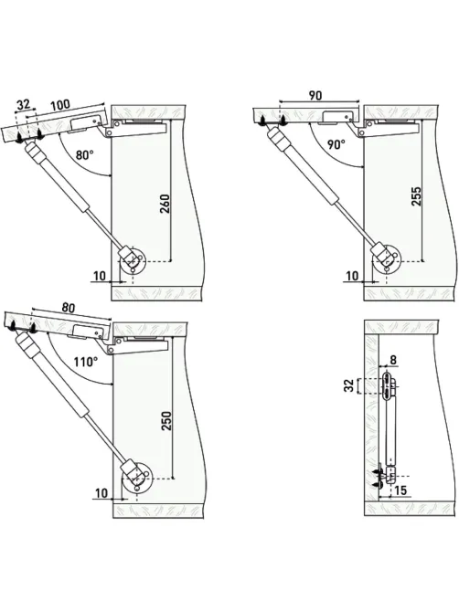 Доводчик УЗК_мебельный StahlBuro газовый лифт N60 26,5х1,5 (15915) мат.хром
