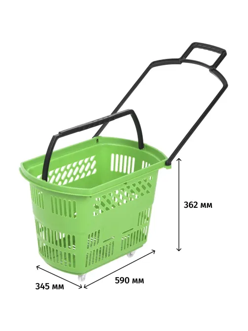 Корзина-тележка REK_Комус Мебель B35C.ECO.GR.BL 35л зелен. с чер.руч