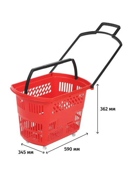 Корзина-тележка REK_Комус Мебель B35C.ECO.RD.BL 35л красн. с чер.руч