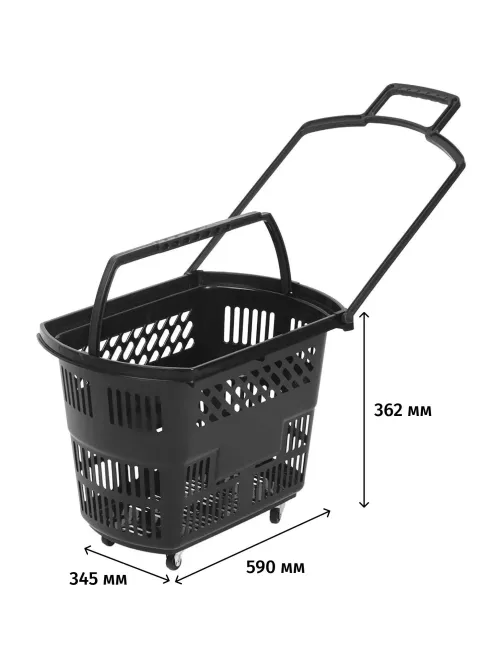 Корзина-тележка REK_Комус Мебель B35C.ECO.BL.BL 35л черная с чер.руч