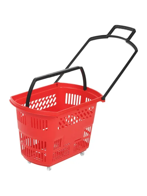 Корзина-тележка REK_Комус Мебель B35C.ECO.RD.BL 35л красн. с чер.руч