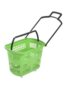 Корзина-тележка REK_Комус Мебель B35C.ECO.GR.BL 35л зелен. с чер.руч