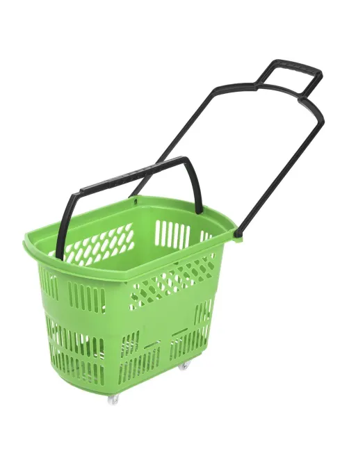 Корзина-тележка REK_Комус Мебель B35C.ECO.GR.BL 35л зелен. с чер.руч