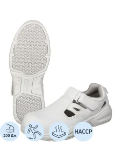 Полуботинки (сандалии) с перф White GRIP PROTECTION c ПП р.44 (19143)