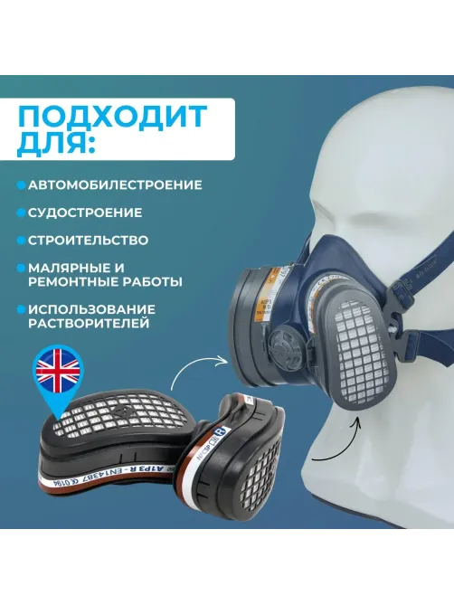 Фильтр противогазовый ELIPSE марка A1P3 2 шт/уп