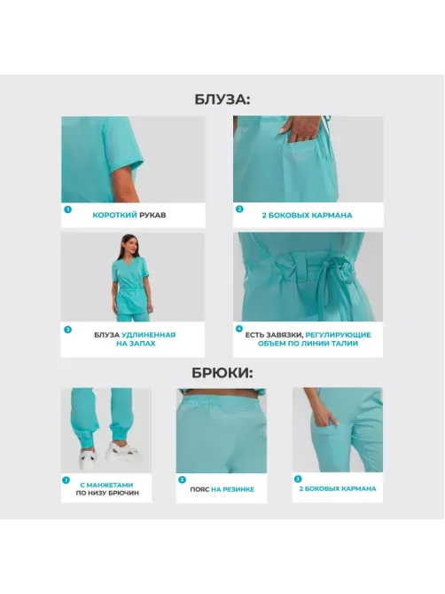 Костюм жен (куртка,бр) м24 бирюз 80/158-164