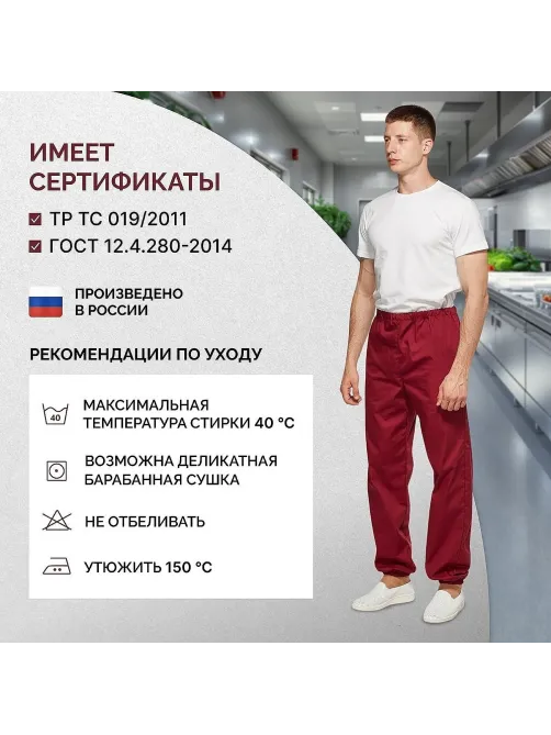 Брюки универсальные сат у17 ХАССП бордо 112-116/182-188