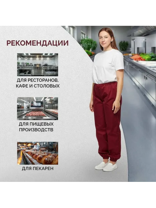 Брюки универсальные сат у17 ХАССП бордо 112-116/158-164
