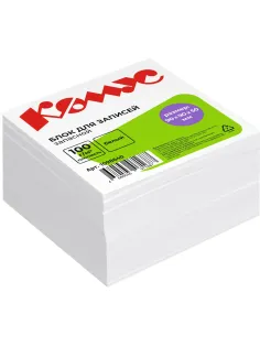 Блок для записей КОМУС запасной 9х9х5 белый блок 100г, 100% лого
