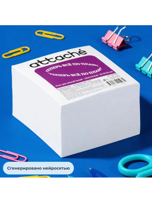 Блок для записей ATTACHE на склейке 9х9х5 белый блок 80г