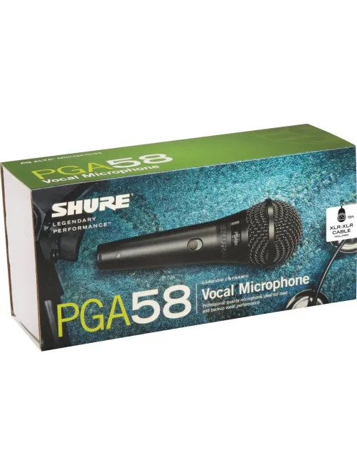 Микрофон Shure PGA58-XLR-E, кардиоидный вокальн c выкл, с кабелем XLR-XLR