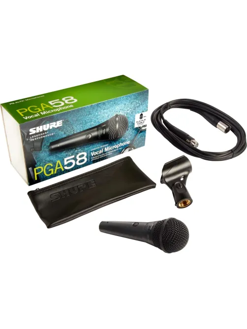Микрофон Shure PGA58-XLR-E, кардиоидный вокальн c выкл, с кабелем XLR-XLR