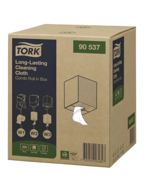 Материал протирочный нетканый Tork W1/W2/W3 300лx1рул/кор, белый 90537