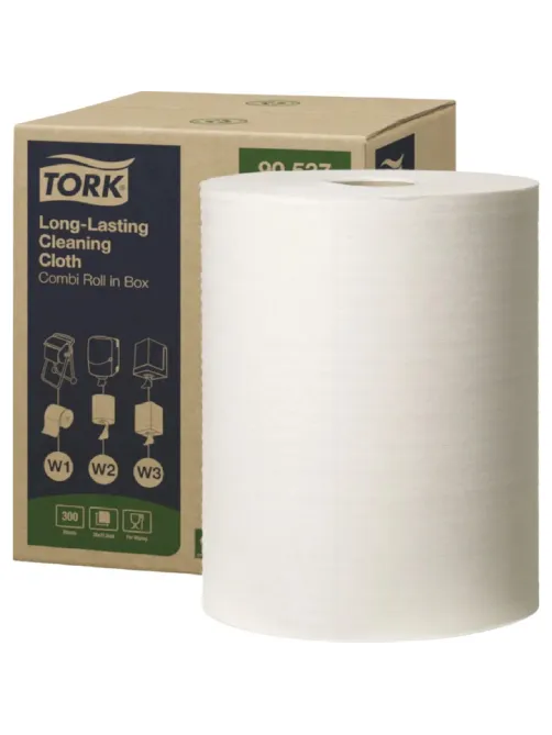 Материал протирочный нетканый Tork W1/W2/W3 300лx1рул/кор, белый 90537