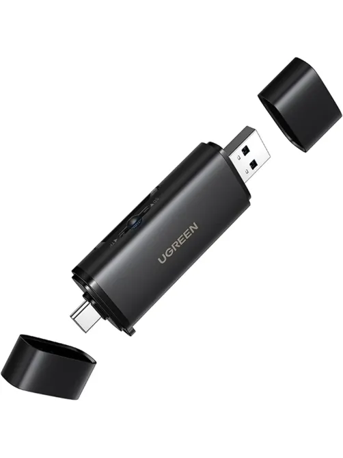 Картридер UGREEN CM803 (65024)на два слота 2-in-1 USB-C - USB-A SD черный