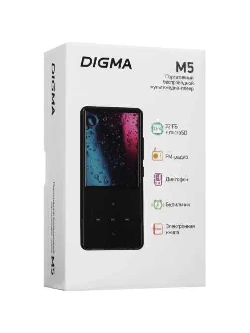Плеер MP3 Hi-Fi Flash Digma M5 BT 32Gb черный/2.4/FM/microSD/microSDHC