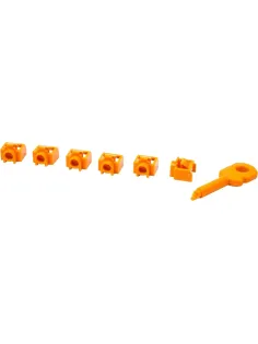 Вставка заглушек портаRJ-45 LANMASTER LAN-SEC45-PL-SET-OR 6шт/уп+ключ,оранж