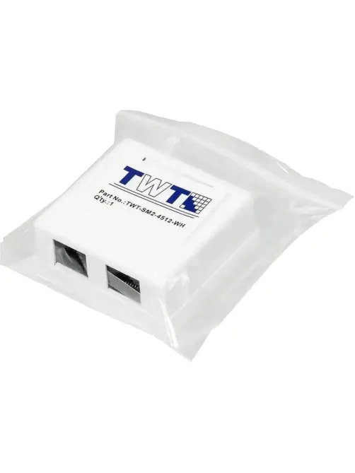 Розетка настенная TWT TWT-SM2-4512-WH, RJ-45 кат.5е + RJ-12, UTP, белая